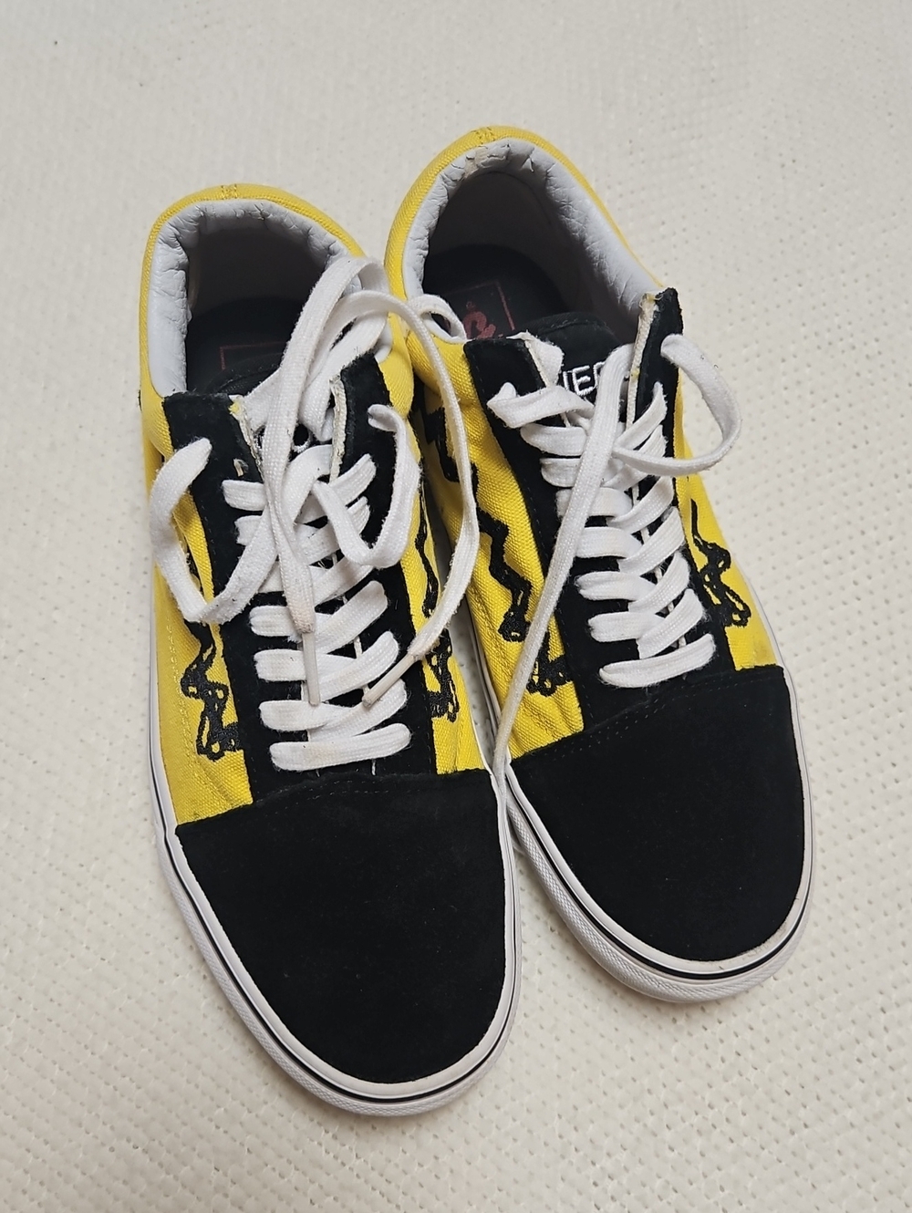 Vans Yellow and Black Low-Top Lace-Up Sneakers